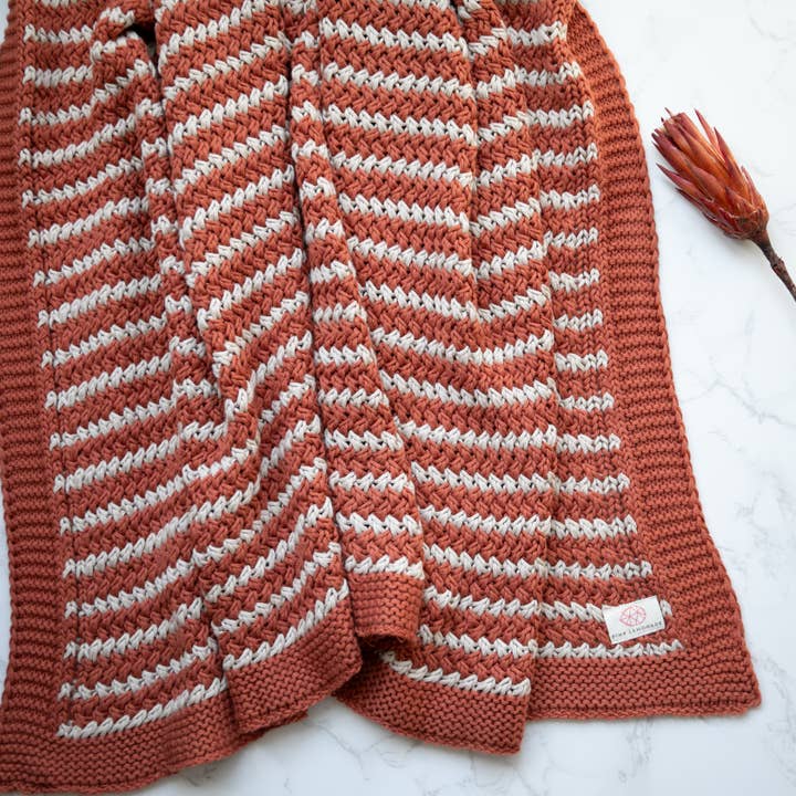 Tara - Rust/Linen - 100% organic cotton throw blanket for wholesale by Pink Lemonade