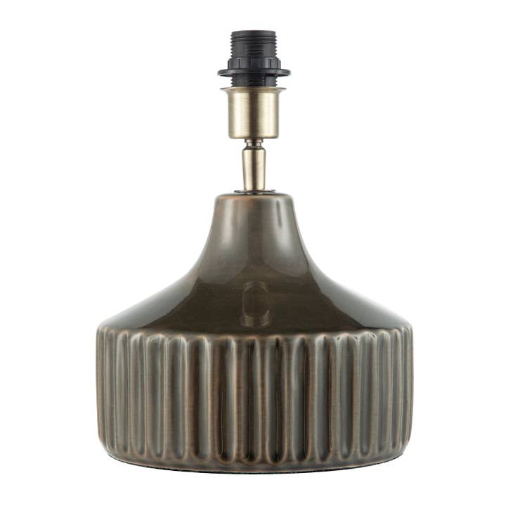 Dybt skovgrøn keramisk glans lampefod med messing lampeholder for engroshandel hos Happy Homewares