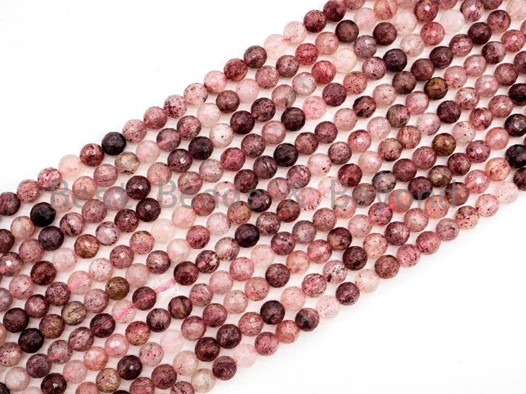 BestBeads&Beyond - Wholesale Beads - Natural strawberry quartz faceted beads, 6mm/8mm/10mmSKU#1371