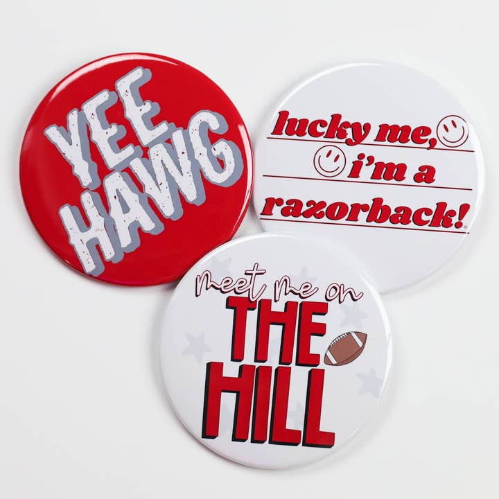 Tailgated Co. - Wholesale Lapel Pin/Button - Arkansas Game Day Tailgate Buttons | Gameday Pins | Pinback