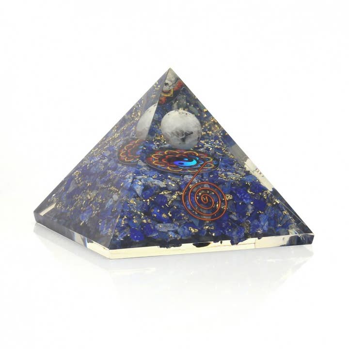 UniArt - Venta al por mayor Piedras/cristales espirituales - Pirámide de orgonita 10 cm, con esfera y piedras naturales