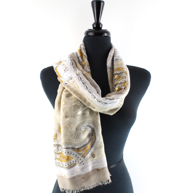 Pretty Persuasions – wholesale Halsduk - Dam – S24024 Fängslande lättviktssjal med guldmetall1