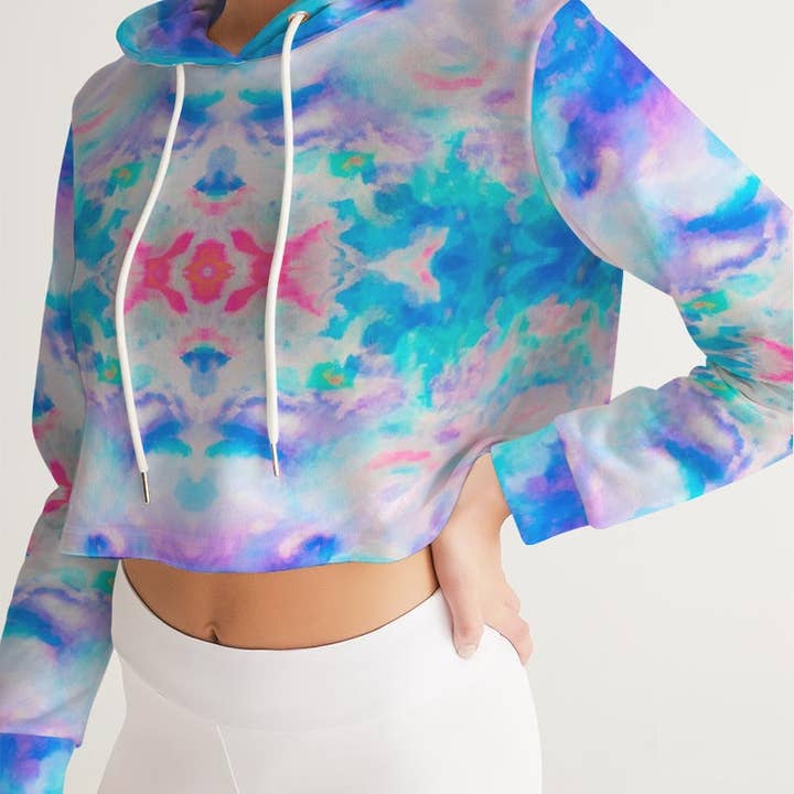 Pareidolia XOX Razzle Beskåret hættetrøje til kvinder for engroshandel hos Fridge Art Boutique