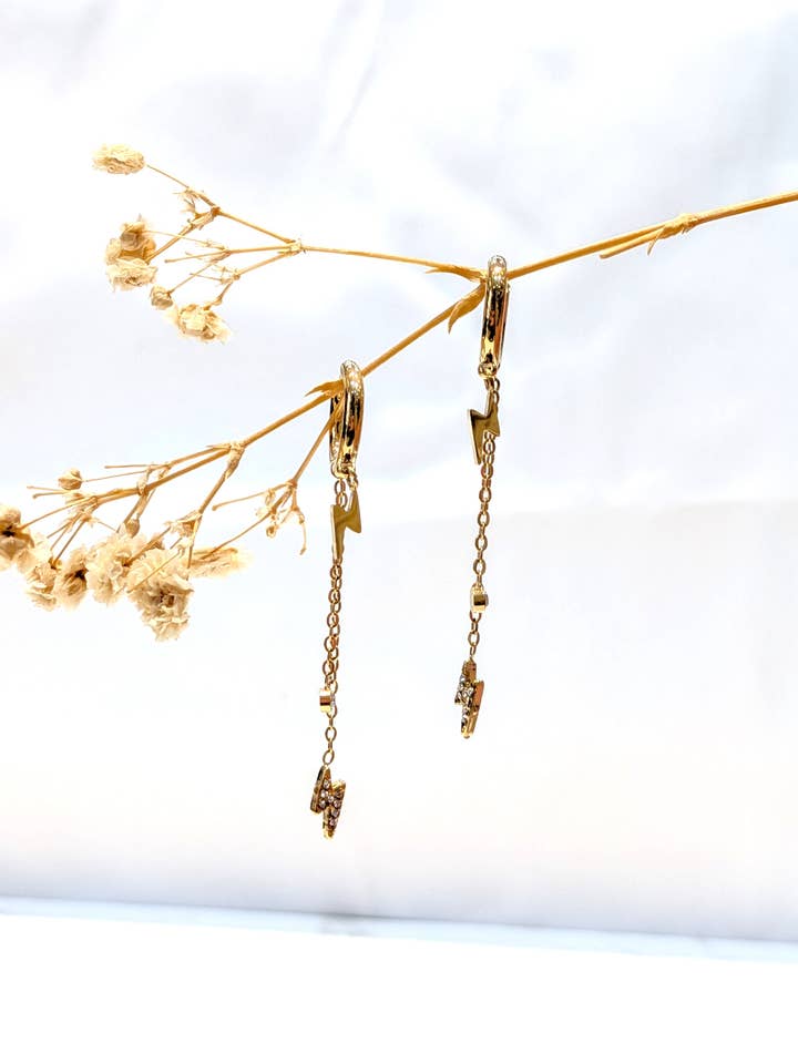 Lamballo lightning earring in stainless steel for wholesale by LOLO & YAYA