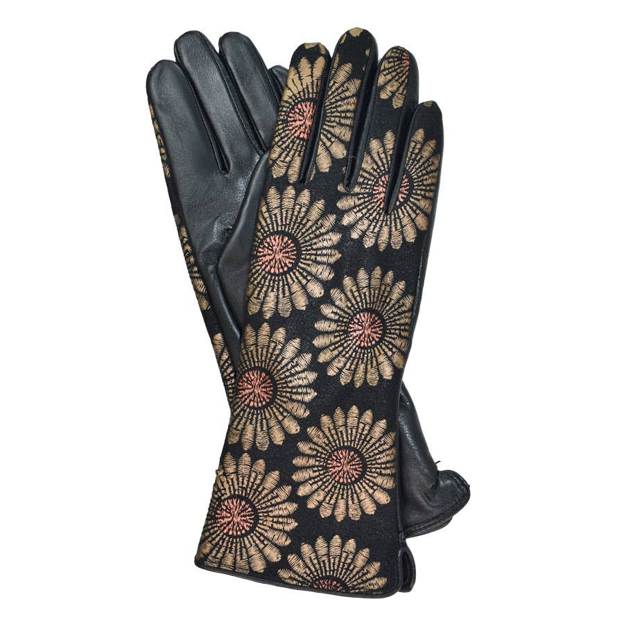 Dupatta Designs - Wholesale Gloves - Women's - Nicholson Floral Leather Gloves O/S MED4