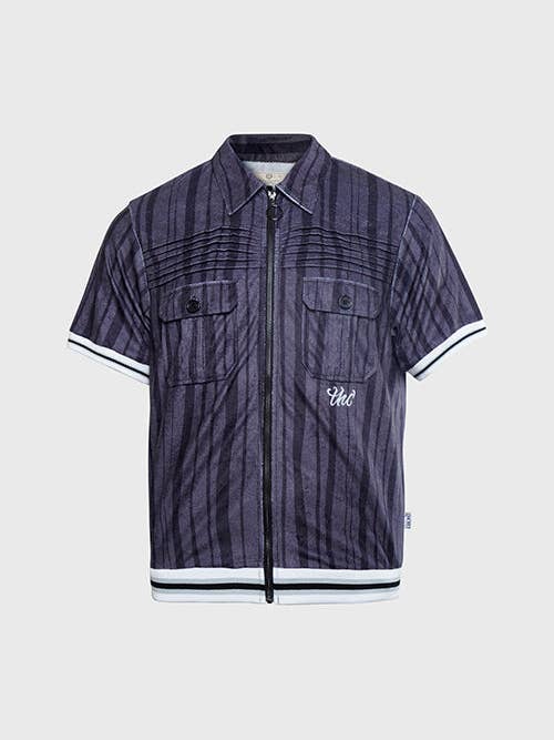 Racket Club Terry Cloth Cabana Short-Sleeve Zip-up Shirt for wholesale by The Hideout Clothing