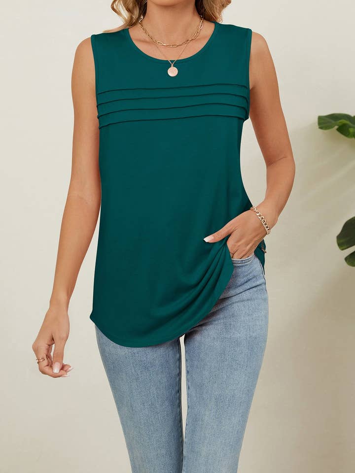 Lovesoft - Wholesale Tank Top - Women's - Solid Color Loose Fit Sleeveless Crew Neck Tank Top