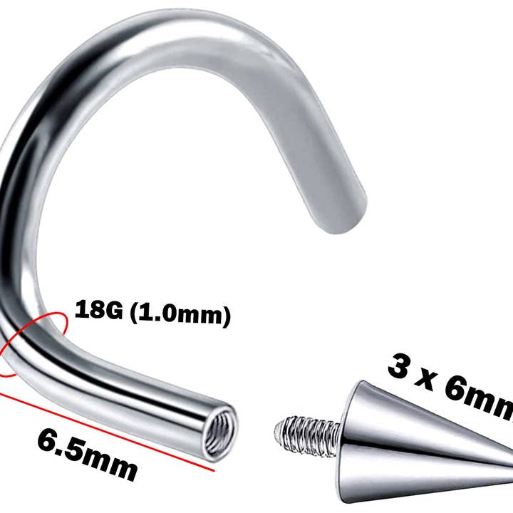Bodytrend – Engroshandel Næsering – SPIKE BUET NÆSESTIFT INDVENDIG 1.0mm/18G - STÅL 316L