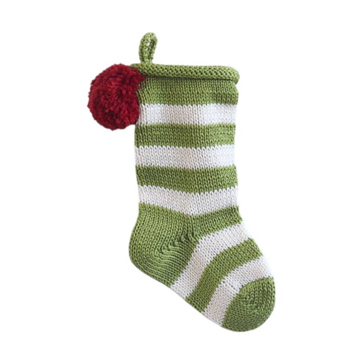Melange Collection - Wholesale Holiday Stocking - Mini Stripe Stocking - Green0
