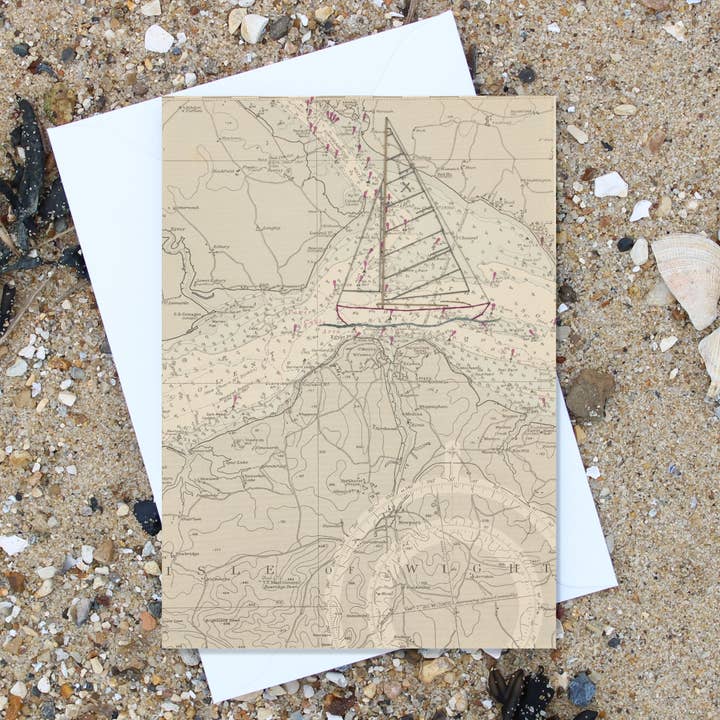 X One Design Sailing Boat Greetings Card for wholesale by NaviStitch