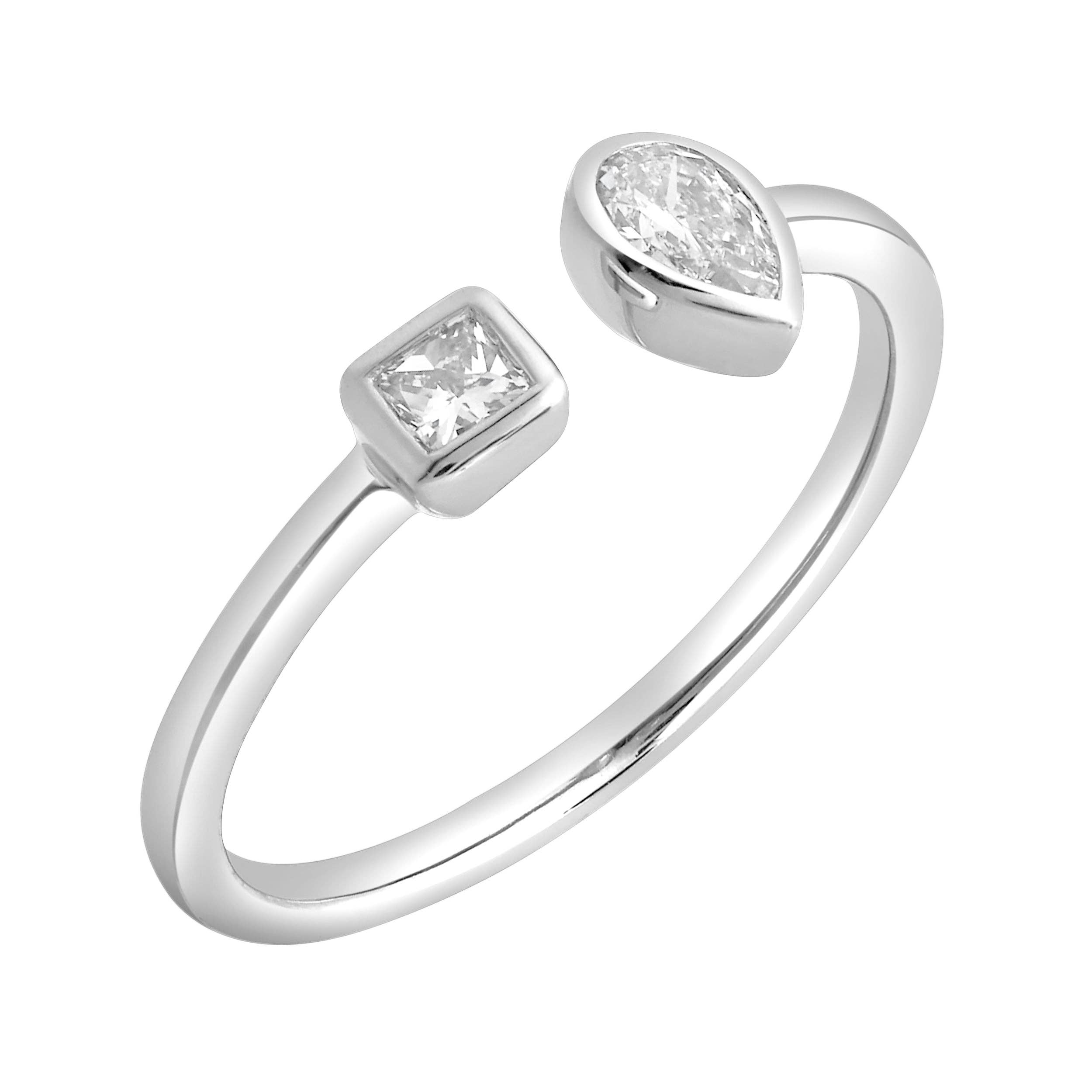 LuvMyJewelry (LMJ) - Wholesale Multi-Stone Ring - Lyra 14K White Gold Lab Grown Diamond Open Ring – 0.34 Ct1