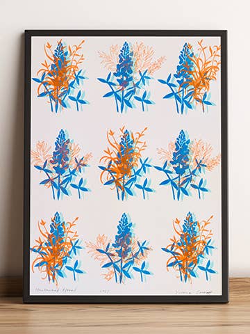 Bluebonnet Floral Art Print *unframed for wholesale by VICTROLA DESIGN