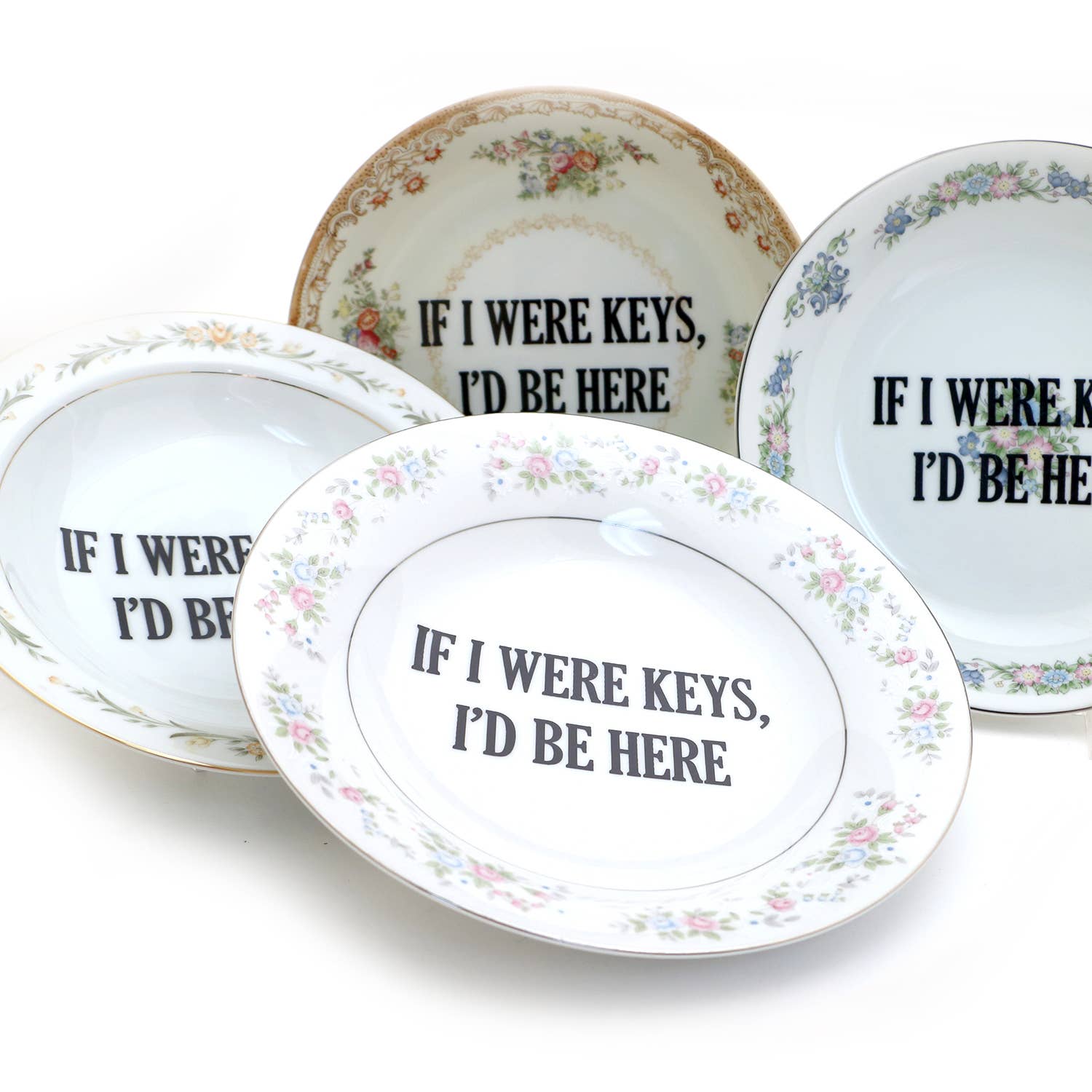 Lenny Mud - Wholesale Decorative Plate/Dish/Bowl - Vintage Upcycled 8" Key Bowl Program "If I Were Keys I'd..."2