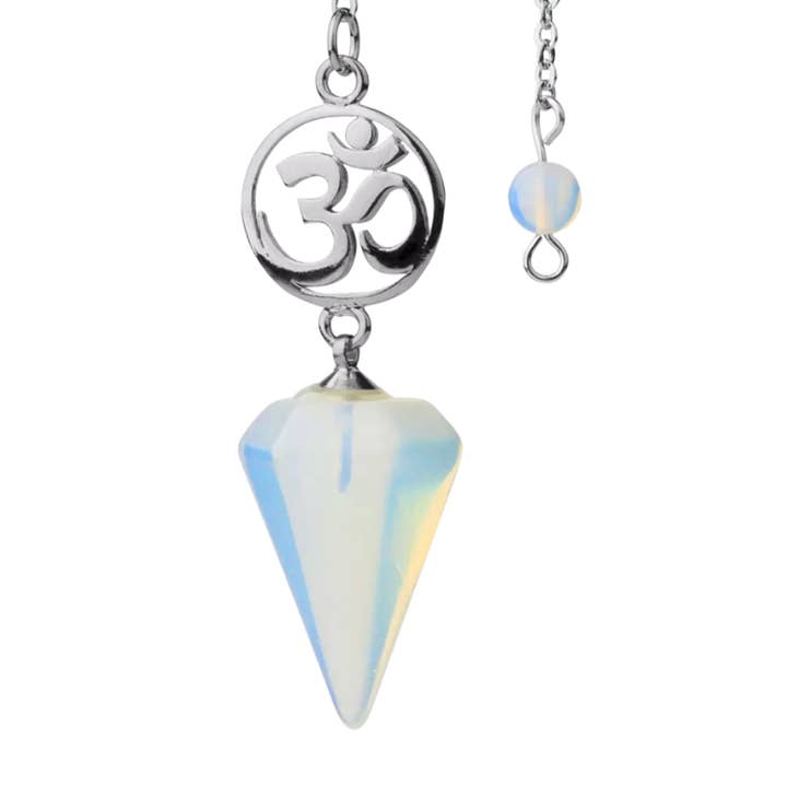 Opalite Silver OM Pendulum - "Balancing Energy" for wholesale by Moon Child