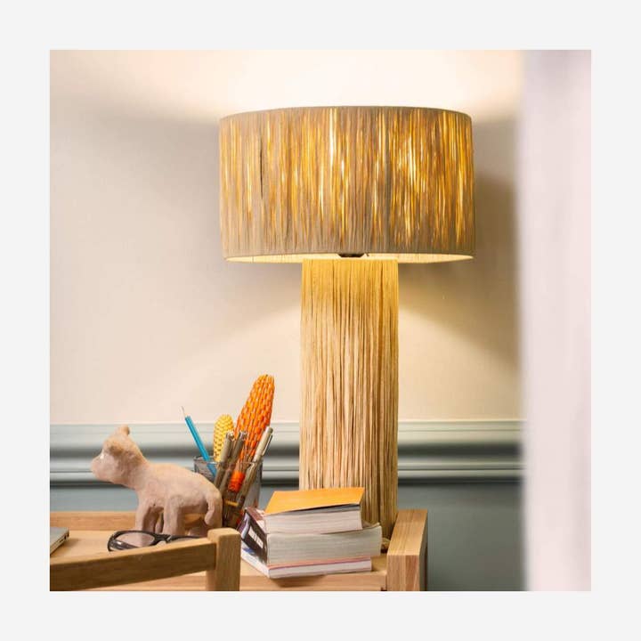 Mikwi - Wholesale Accent/desk lamp - Natural raffia lamp,Raffia lampshade,TABLE LAMPS,Straw Shade7