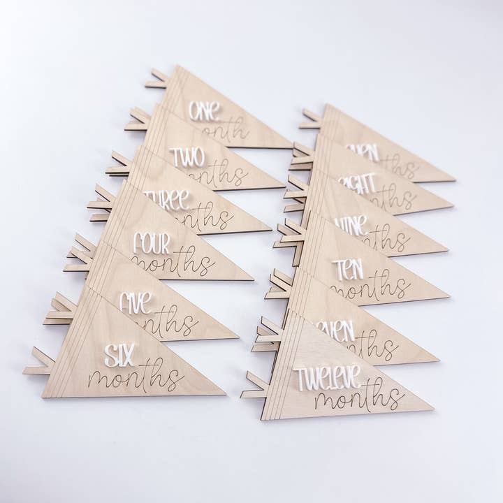 Pennant Baby Monthly Markers for wholesale by Mud & Honey