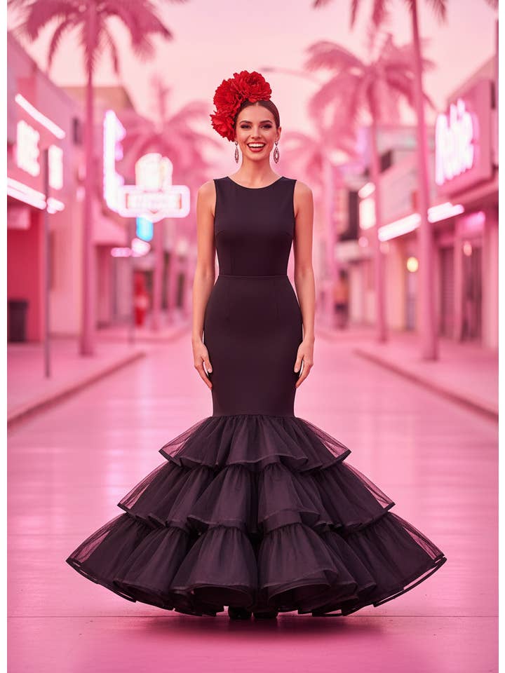 BLACK RUFFLED CANCAN EM200 for wholesale on Faire