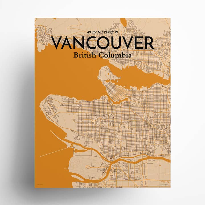 Affiche Carte de la ville de Vancouver pour la vente par OurPoster.com