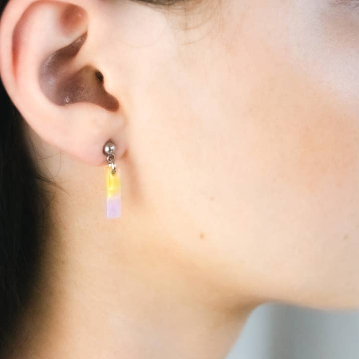 Dark Pastel Tiny Strip Dangle Earrings for wholesale by Amber & Orange