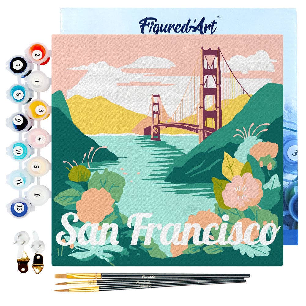 Figured'Art - Wholesale DIY Craft Kit - Mini Paint by numbers Travel Poster San Francisco framed0