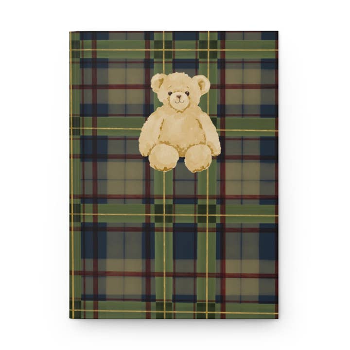 Journal à couverture rigide avec ours en peluche à carreaux verts pour la vente par MagicMerchEmporium