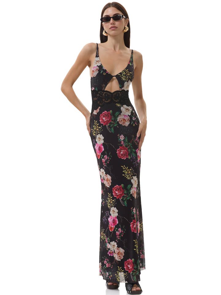 Elyse Kjole - Noir Summer Rose for engroshandel hos AFRM