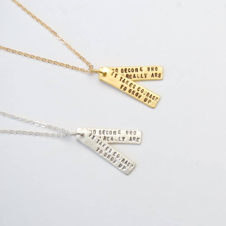 Chocolate and Steel – wholesale Pendant/charm necklace – It Takes Courage to Grow Up and Become Who You Really Are -EE Cummings Quote Necklace9
