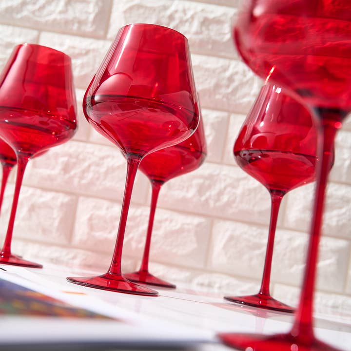 The Wine Savant / Khen Glassware - Vendita all'ingrosso Bicchieri da vino - Set di 6 bicchieri da vino in cristallo colorato, grandi bicchieri da 20 once