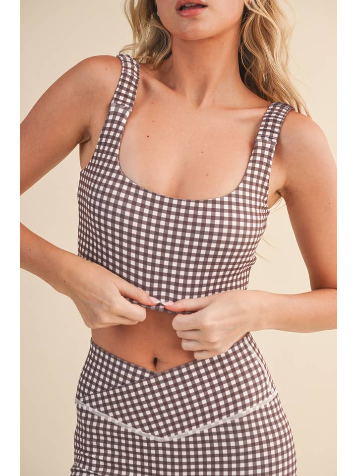 KIMBERLY C - Wholesale Sports Bra - Women's - Gingham Print Ruched Bra Top63
