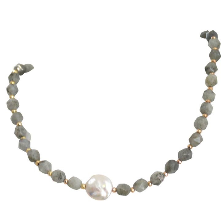 Star Keshi Pearl Labradorite Necklace for wholesale by PearlGem Designs