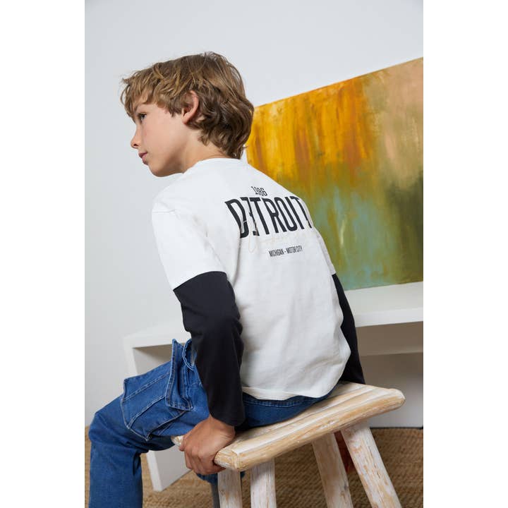 Newness Kids - Wholesale Screen Printed T-Shirt - Kids - Long sleeve double shirt winter clothing for children JBI652591