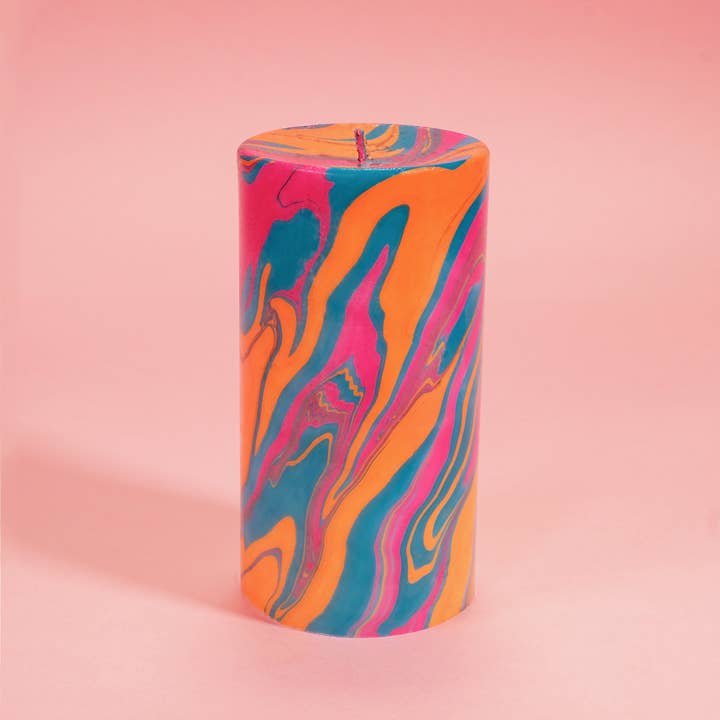 Flamingo Candles – vela pilar por atacado – Vela de pilar de mármore Calypso