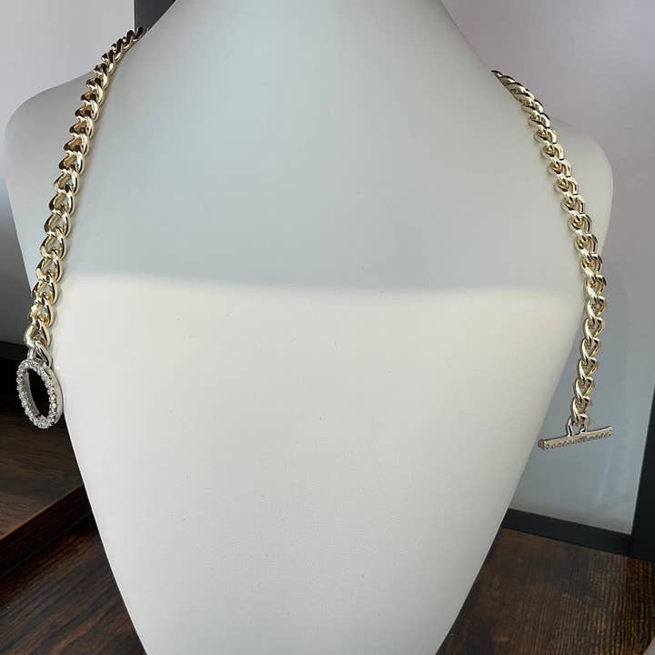 My Best Kept Jewelry - Wholesale Link & Chain Necklace - Crystal Signature Toggle Statement Necklace -2 options