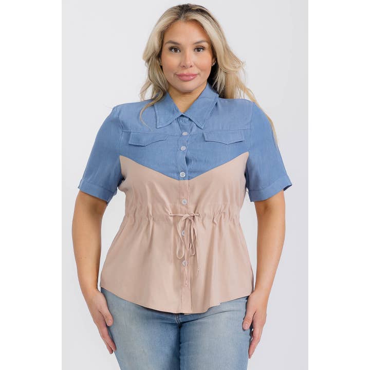 TOP DE BOTÓN BORDE OCCIDENTAL para venta al por mayor de Black Pearl Clothing