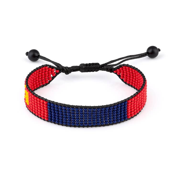 Mongolia Flag Beaded Bracelet, Adjustable, Boho Style Rope Bracelet for Women, Men for wholesale by Fahari Luxury