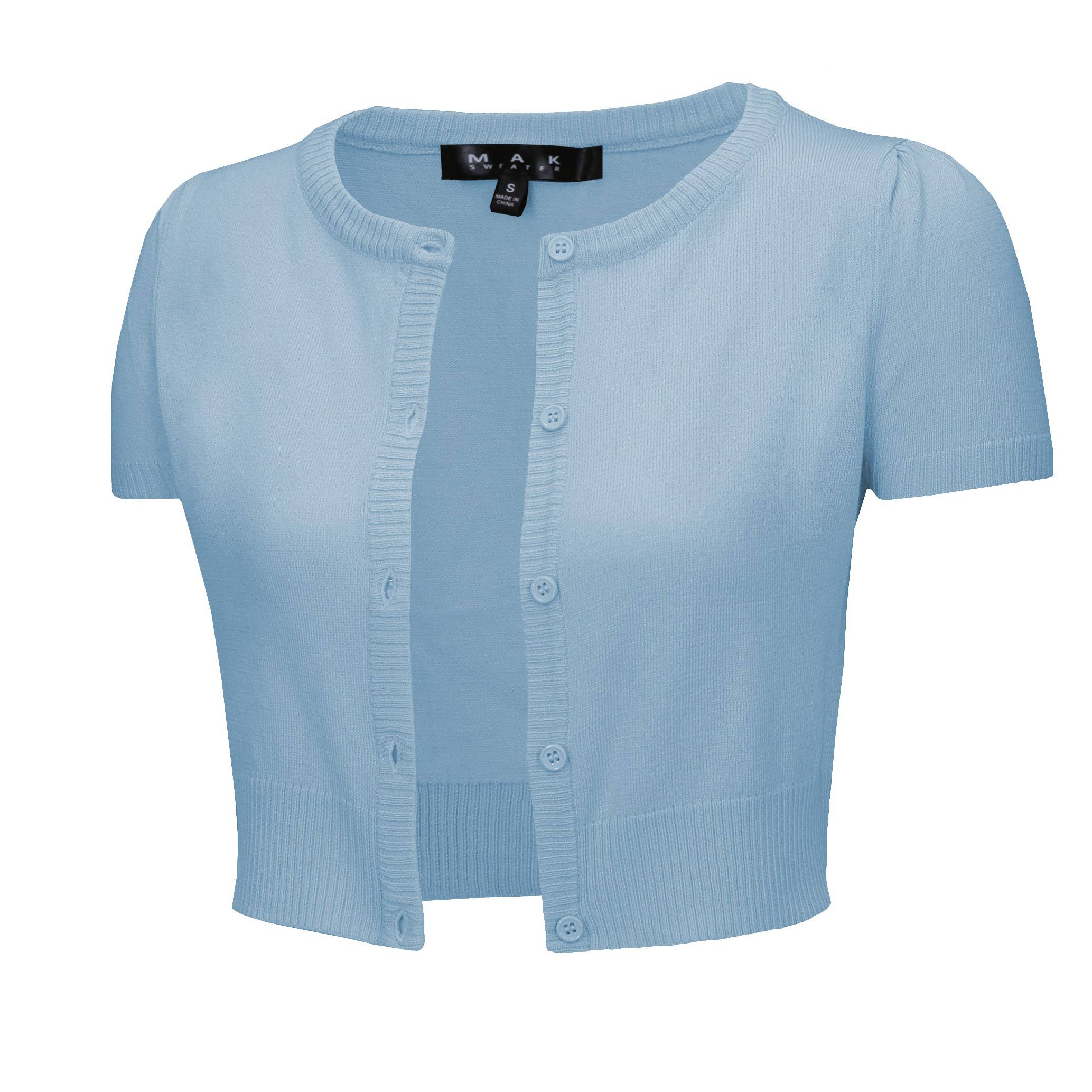 Mak - Vente Cardigan – femme - Cardigan court à col rond à manches courtes CB053638