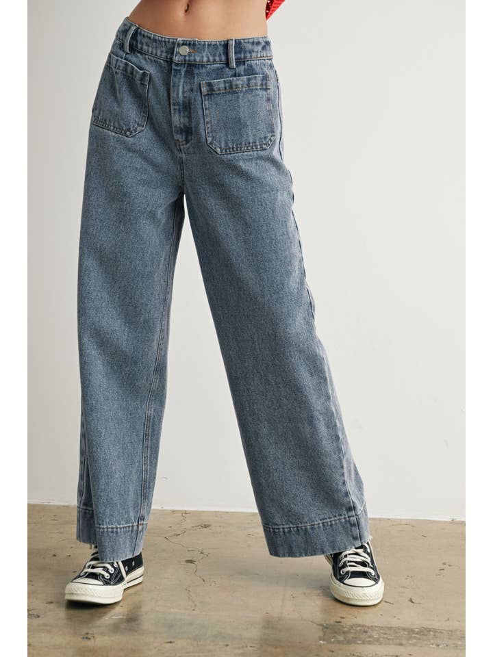 BUTTERMELON - Wholesale Jeans - Women's - Wide-Leg Denim Jeans - BMP7720