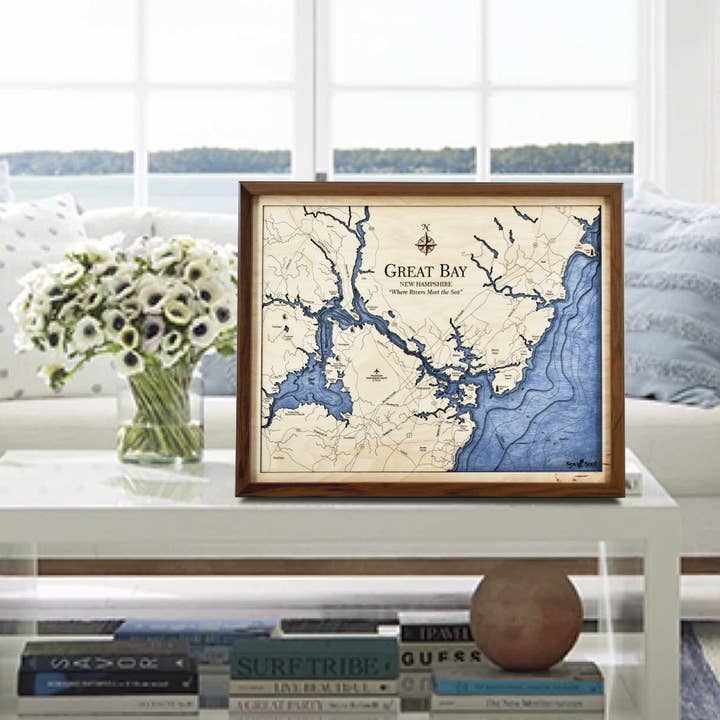 Arte de pared con mapa de madera 3D náutica, decoración costera, 2 tamaños para venta al por mayor de Sea & Soul Nautical Chart Art