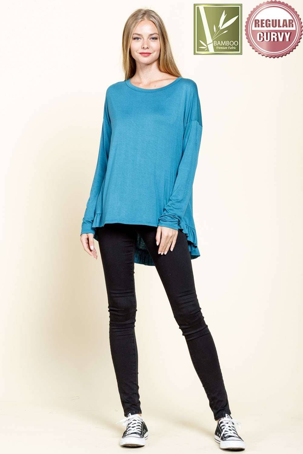 mittoshop - Wholesale Tunic - Women's - BAMBOO RUFFLED HEM HIGH & LOW TUNIC KNIT TOP7