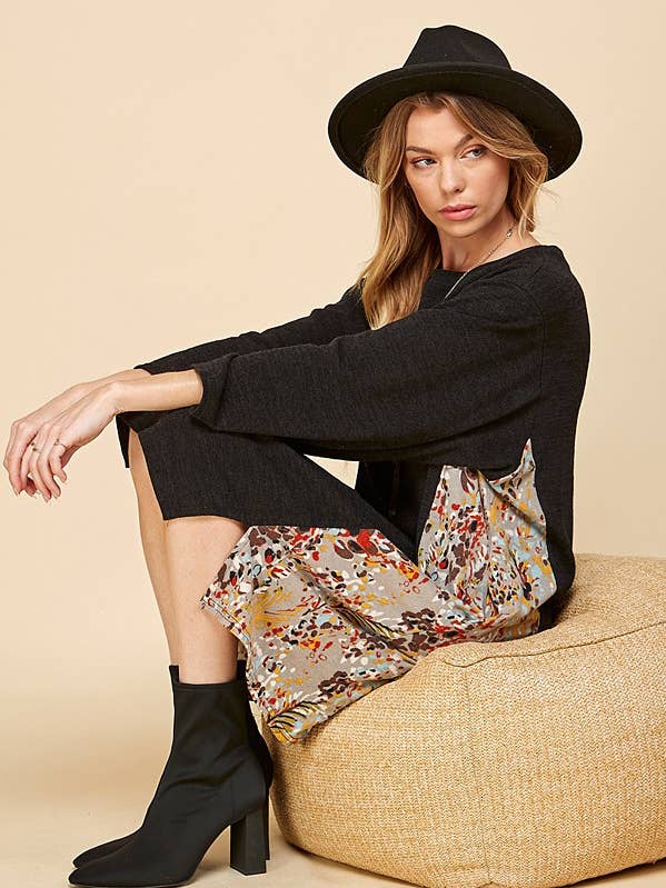 Shopin LA - Wholesale Dress - Women's - SPD7049 - WOMEN MULTI PAISLEY V NECK LOOSE TUNIC DRESS