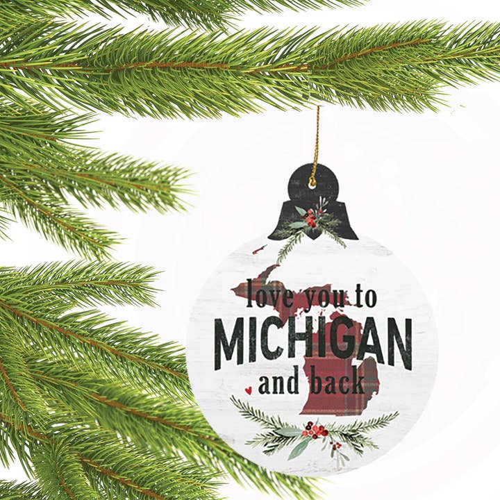 Love You to Michigan and Back Christmas Tree Ornament for wholesale by Kindred Hearts