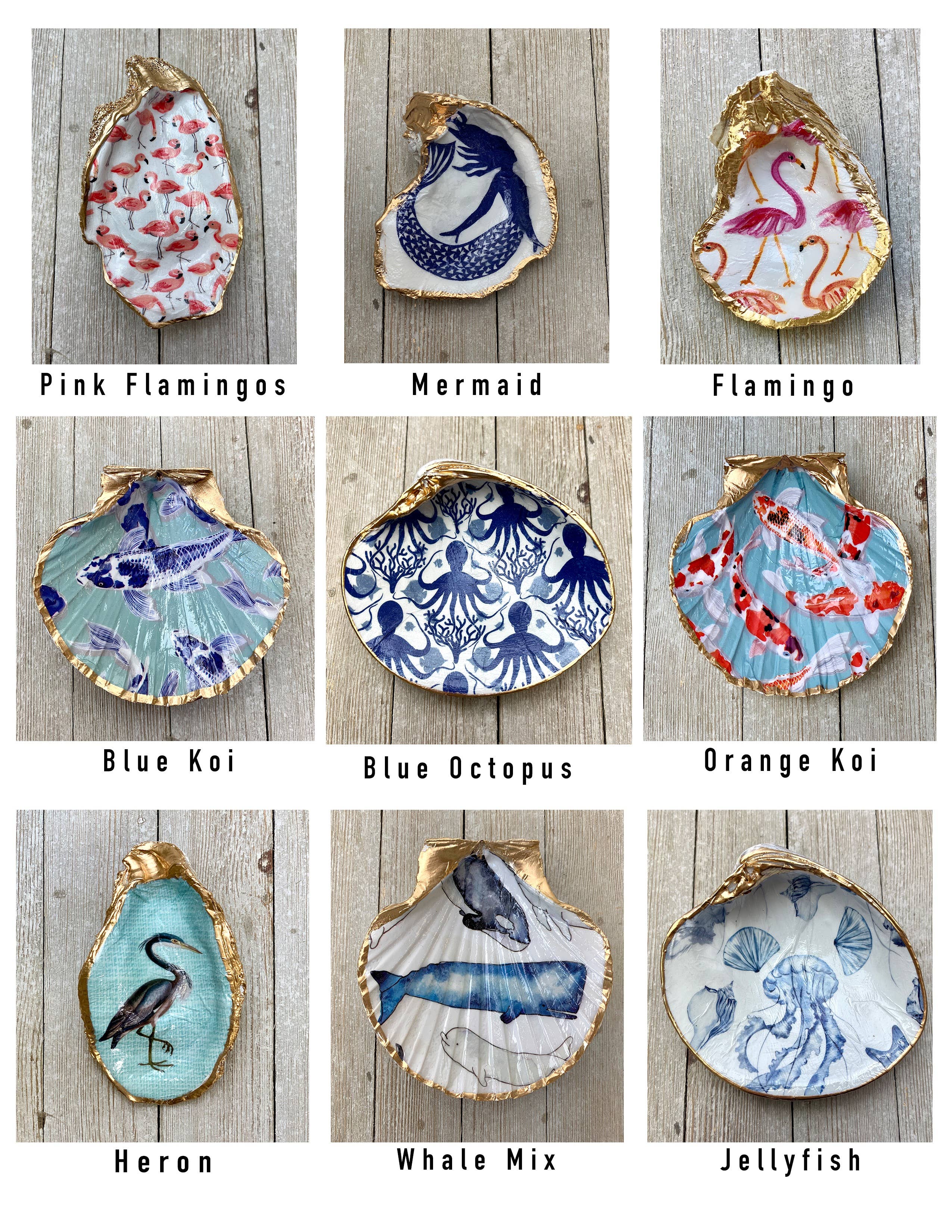 Ten Twenty Six Designs – Prato/tigela decorativa por atacado – Conjunto de Conchas para Decoupage – Vieira, Ostra ou Amêijoa10