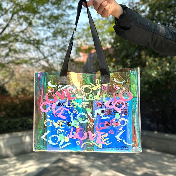 Little Trendy - Wholesale Tote Bag - Women's - Laser PVC transparent jelly bag beach waterproof bag