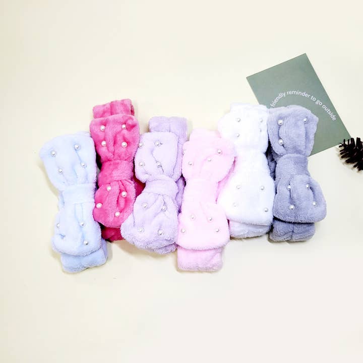 Plush Pearl Dot Bow Tie Beauty Spa Headband and other Purchase Wholesale sprinkle headband. Free Returns & Net 60 Terms on Faire trending on Faire.