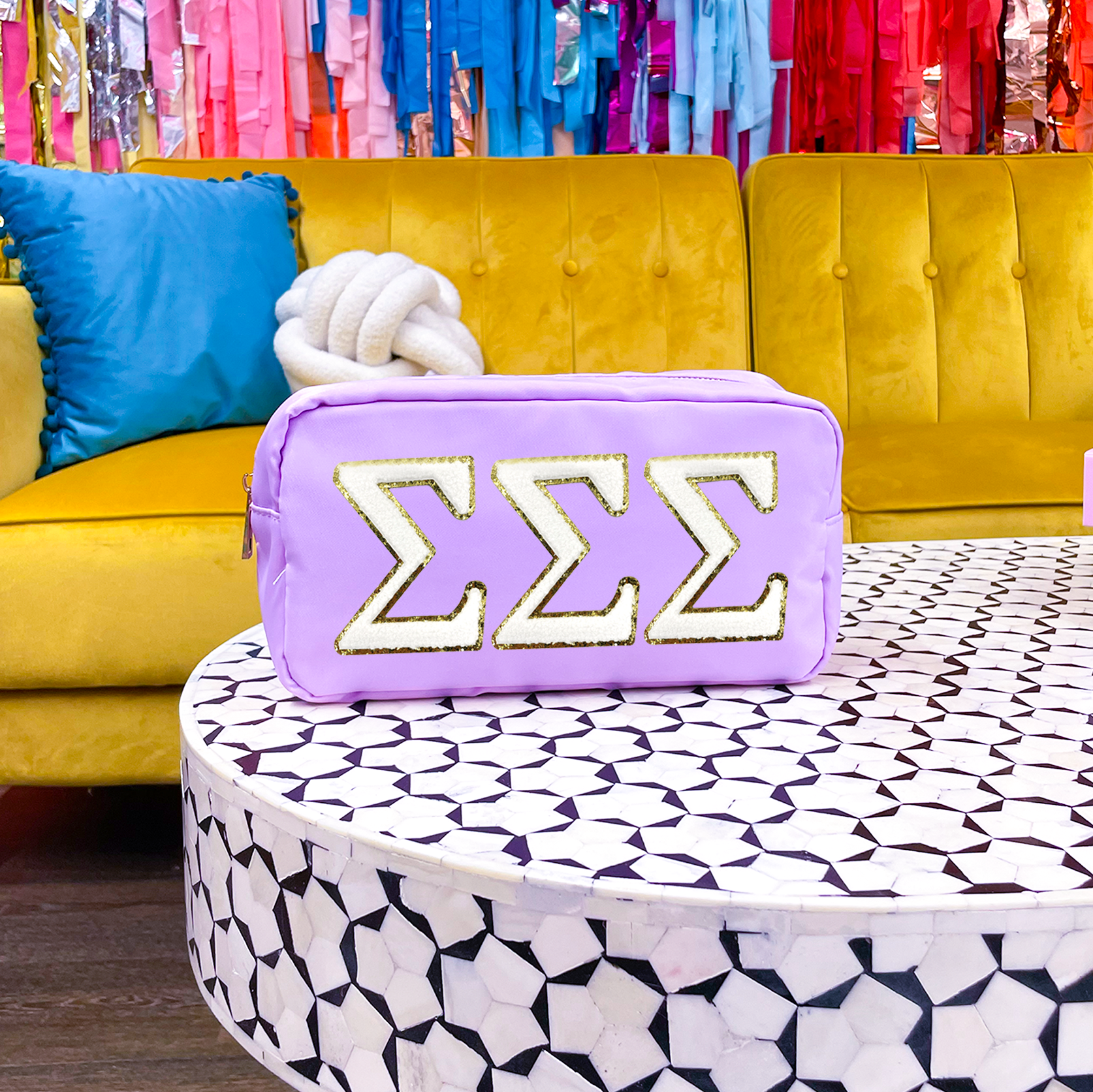 The Crafty Engineer - Wholesale Makeup/Cosmetic Bag - Sorority Nylon Glitter Greek Letter Patch Travel Bag2