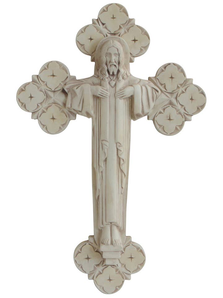 Placa de Parede Cruz Renascentista, Acabamento em Pedra por atacado de Buddha Groove