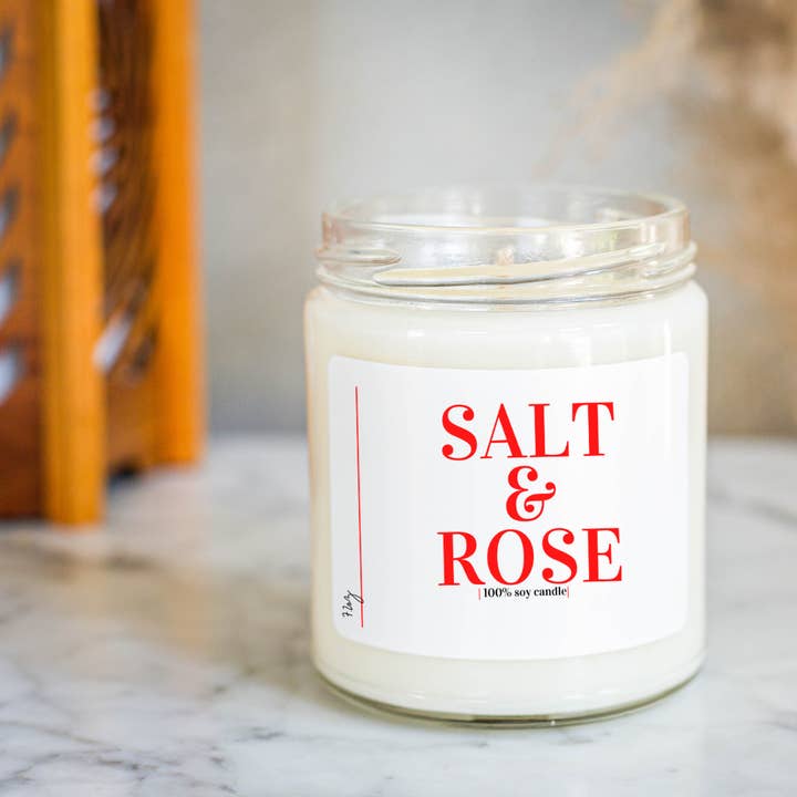 SALT AND ROSE SOY CANDLE for wholesale by Oh D'Luxe Candle Company
