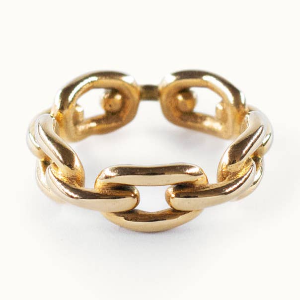 Bague Chaîne en Or Unisexe Anneau à Maillons Cubains en Plaqué Or 18K pour la vente par outofoffice