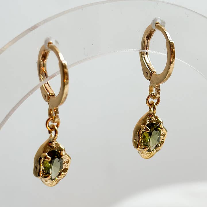 Ellis Grey Jewellery - Wholesale Huggie Earrings - 18k Gold Molten Moss Huggie Hoop Earrings0