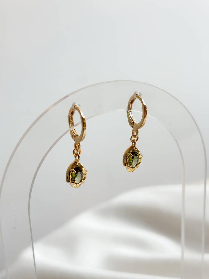 18k Gold Molten Moss Huggie Hoop Earrings for wholesale by Ellis Grey Jewellery